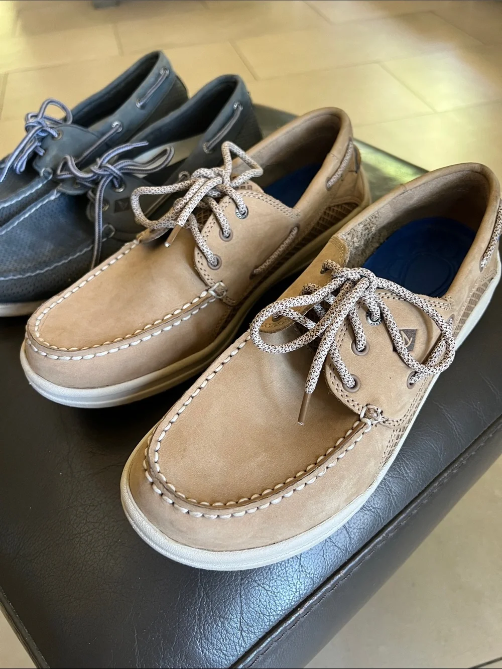 Men's Boat Shoes in Tan and Gray Sperry